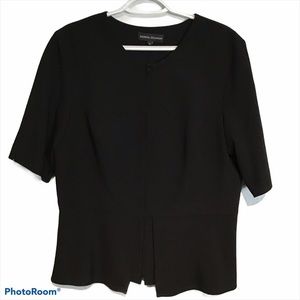 NWT Donna Degnan Black Blouse w/Full Zipper 14